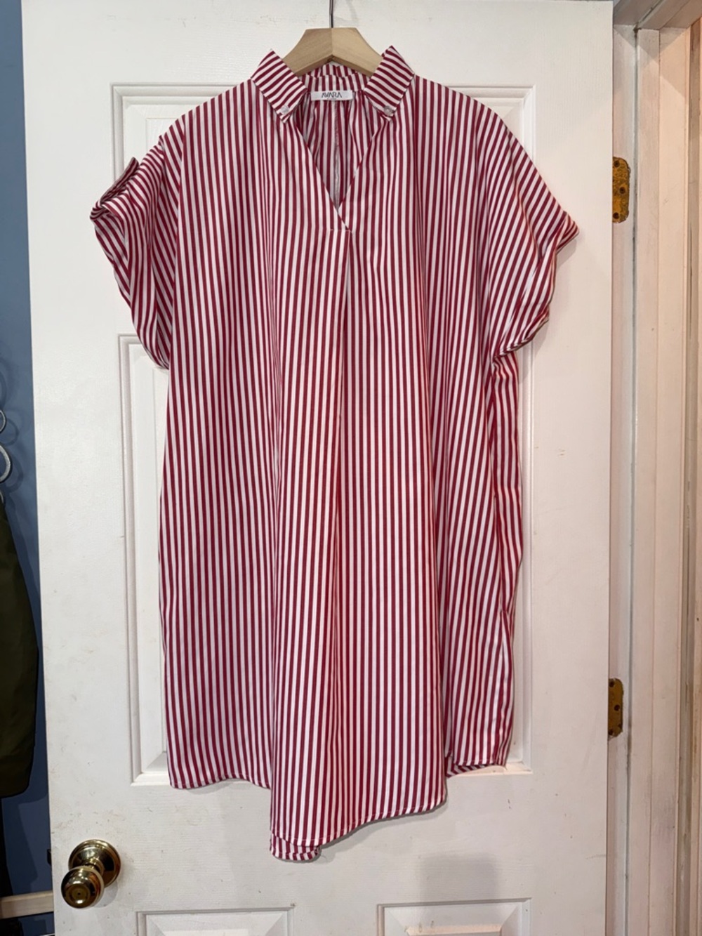 Striped Red and White Women's Shirt Dress